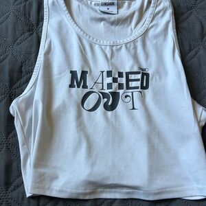 Gymshark White Crop Tank with Black Graphic